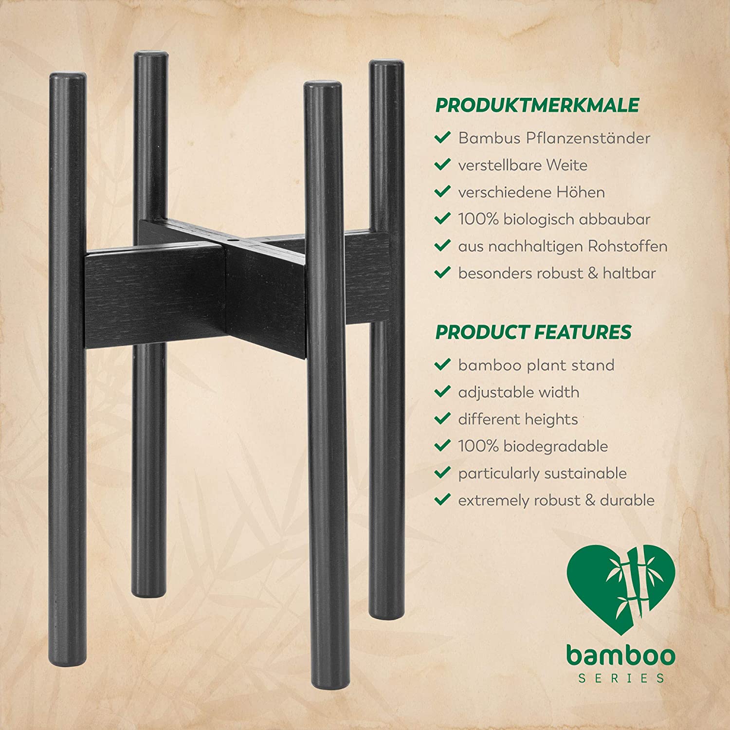 Rubberneck Bambus Pflanzenständer – für den Innen- und Außenbereich (1 Stück)